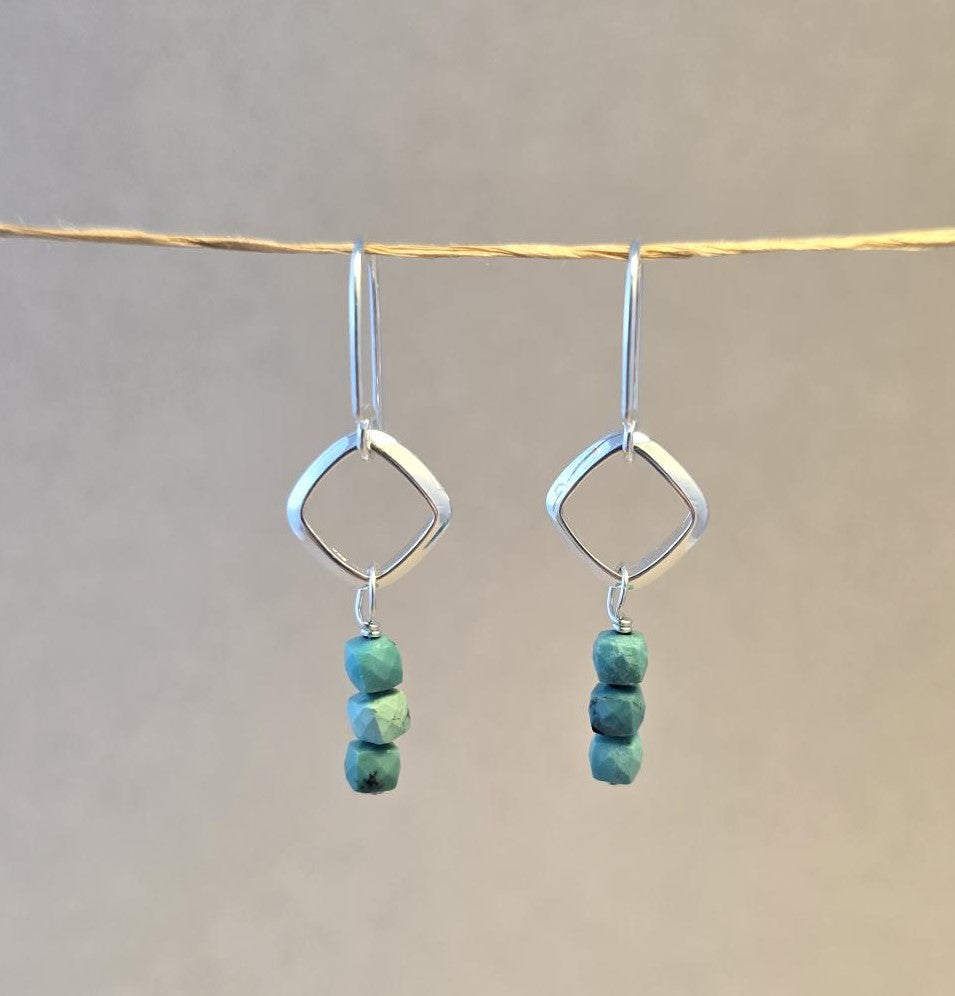 Turquoise Cushion Link Earrings