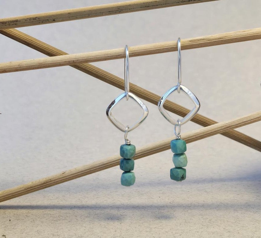 Turquoise Cushion Link Earrings