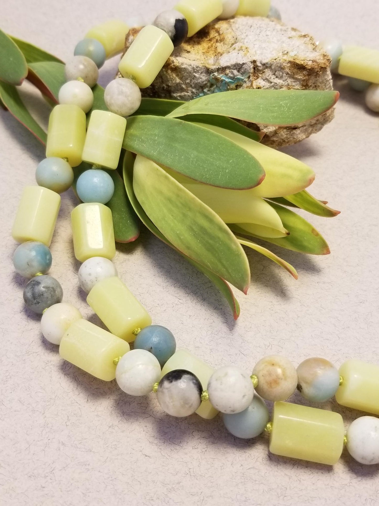 Amazonite and Lemon Jade Necklace