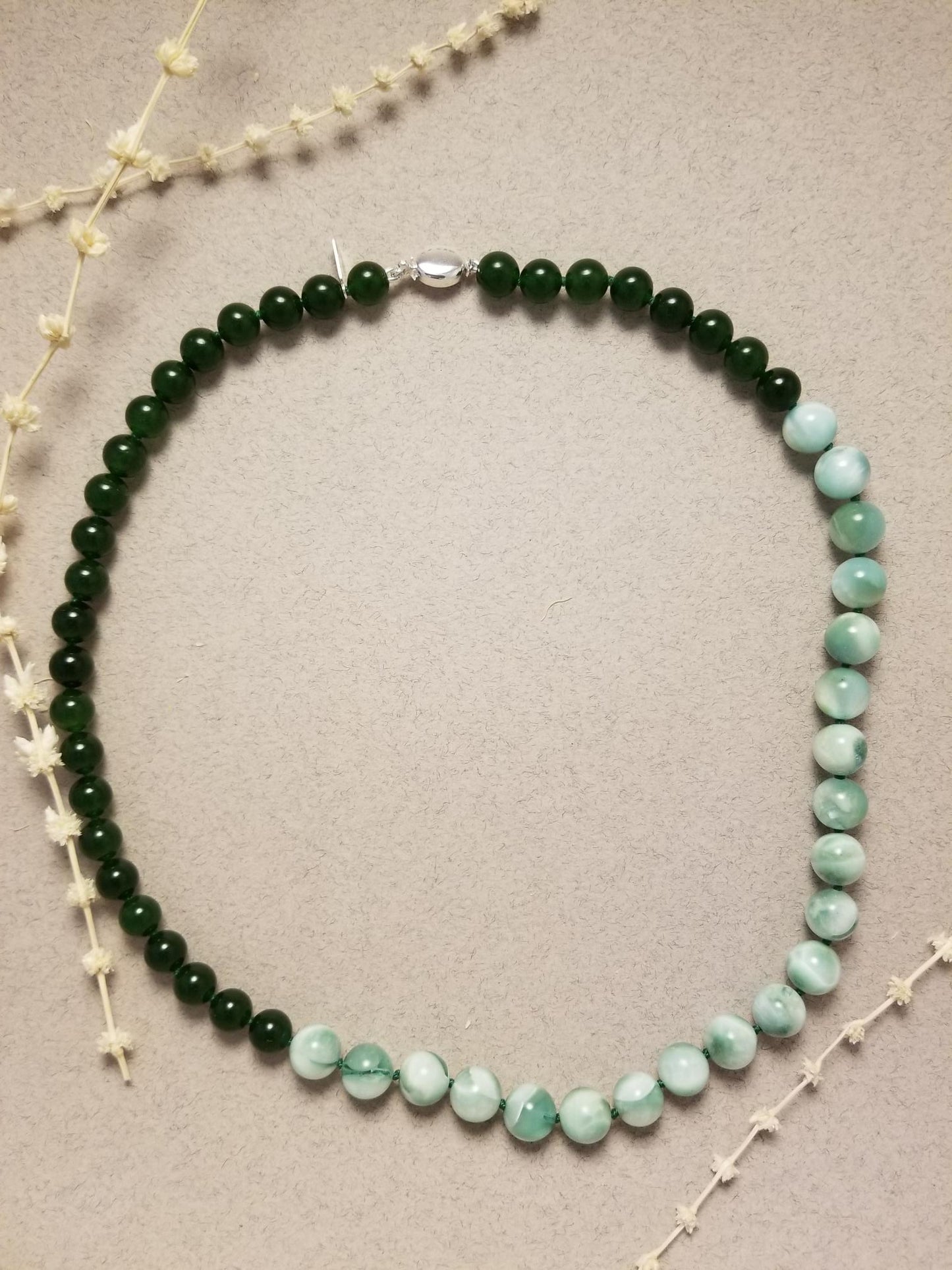 Green Angelite and Green Jade Necklace